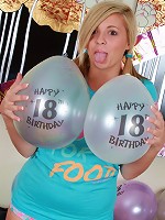 Busty teen Tegan celebrates her 18th Birthday by losing her clothes!